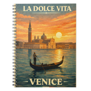 La Dolce Vita - Venice Vintage Travel Poster Notebook