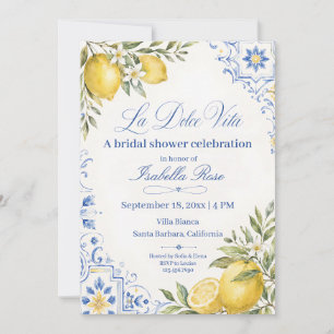 La Dolce Vita Watercolor Lemon Bridal Shower Invitation