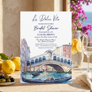 La Dolce Vita Watercolor Venice Bridal Shower Invitation