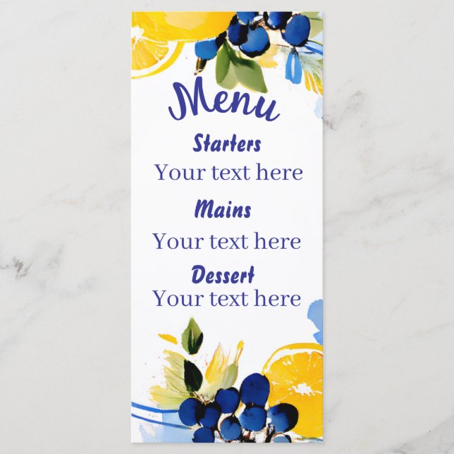 La Dolce Vita wedding Menu (Front)