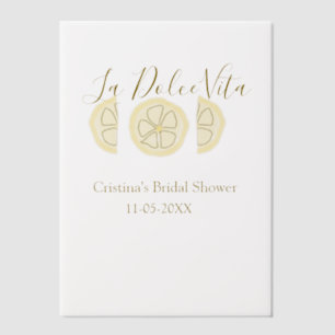 La Dolce Vita yellow lemon bridal shower pastel bo Vellum Invitations