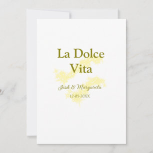 La Dolce Vita yellow wedding couple Name date glit Invitation