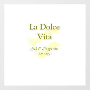 La Dolce Vita yellow wedding couple Name date glit Window Cling