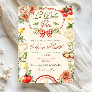 La Dolce Vitta Pasta Champagne Bridal Shower Invitation