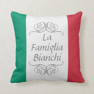 La Famiglia Italian Flag Family Name Cushion