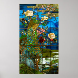 La Farge - Peacocks And Peonies Poster
