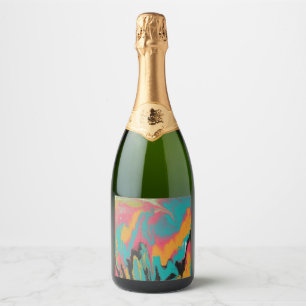 La Fiesta 1 Bright Colourful Fun Wine Bottle Sparkling Wine Label
