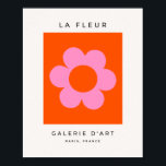 La Fleur 01 Retro Floral Orange Pink Preppy Flower Poster<br><div class="desc">Abstract Retro Floral Print – La Fleur – Orange And Pink.</div>