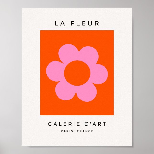 La Fleur 01 Retro Floral Orange Pink Preppy Flower Poster (Front)