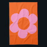 La Fleur 01 Retro Floral Orange Pink Preppy Flower Tea Towel<br><div class="desc">Abstract Retro Floral Print – La Fleur – Orange And Pink.</div>