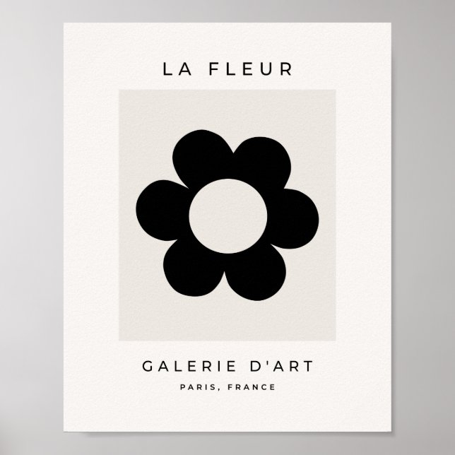 La Fleur 03 Retro Floral Black And White Flower Poster (Front)