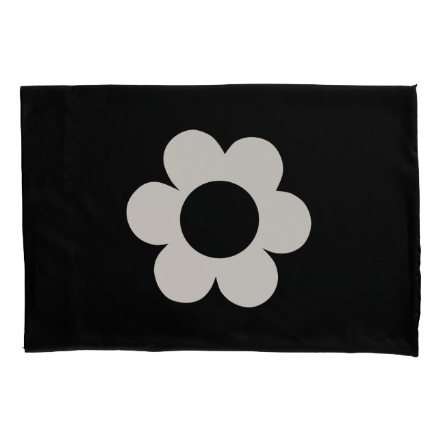 La Fleur 06 Retro Floral Black And White Flower Pillowcase (Front)