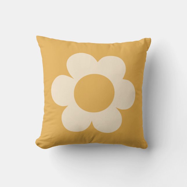 La Fleur 07 Retro Floral Yellow Flower Cushion (Front)