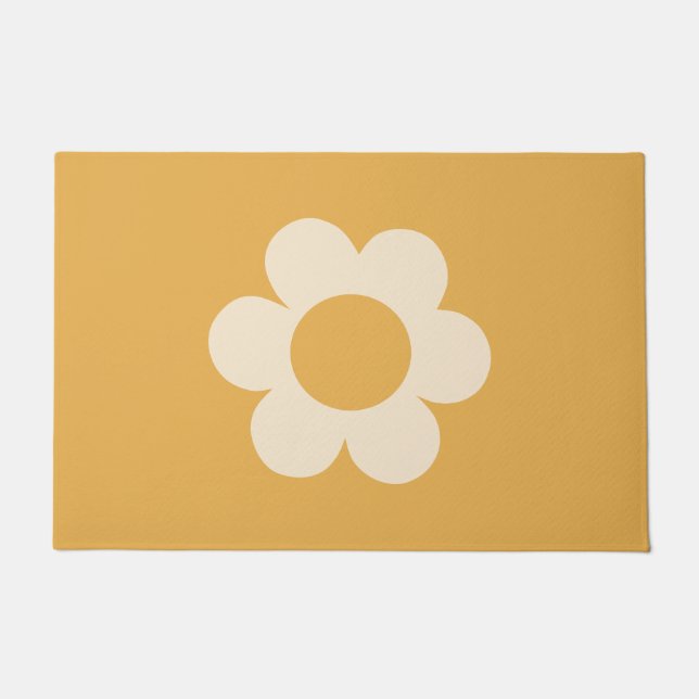 La Fleur 07 Retro Floral Yellow Flower Doormat (Front)