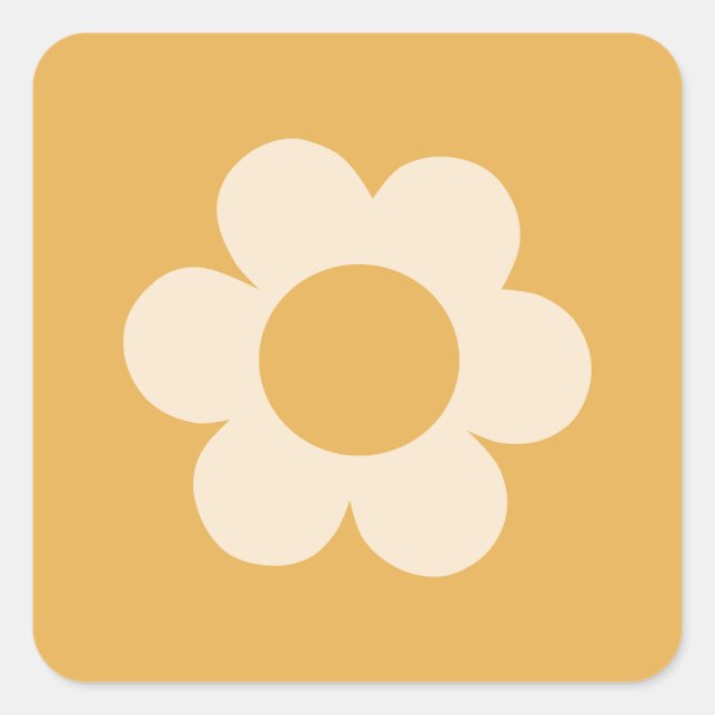La Fleur 07 Retro Floral Yellow Flower Square Sticker (Front)