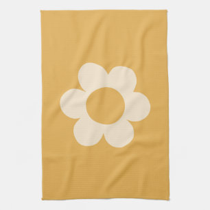 La Fleur 07 Retro Floral Yellow Flower Tea Towel