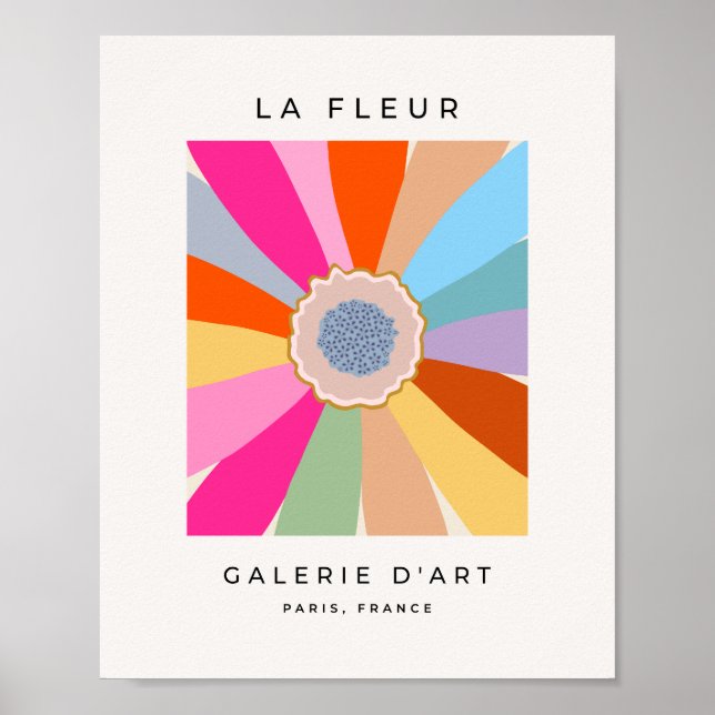 La Fleur 09 Retro Daisy Colourful Floral Poster (Front)