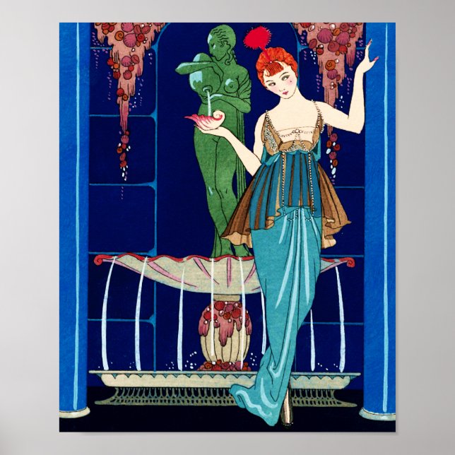 La Fontaine de coquillages, George Barbier Poster (Front)