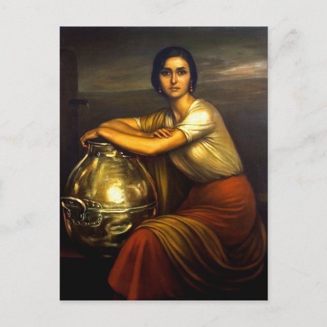"La Fuensanta" painting by Julio Romero de Torres Holiday Postcard (Front)