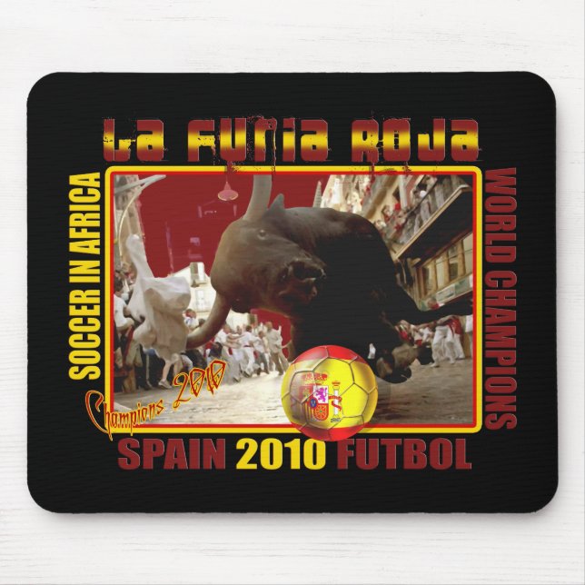 La Furia Roja Spanish Bull Soccer Futbol Mouse Mat (Front)