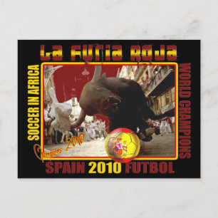La Furia Roja Spanish Bull Soccer Futbol Postcard