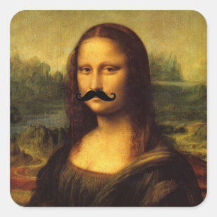La Gioconda With Beard Square Sticker