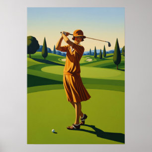 LA GOLFEUSE (The Golfer) - Original Art Deco Artwo Poster