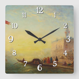 La Gondole, Quai Des Esclavons – Félix Ziem Square Wall Clock
