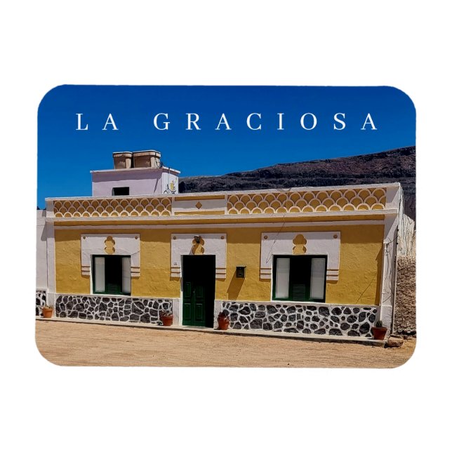 La Graciosa colourful building view magnet (Horizontal)