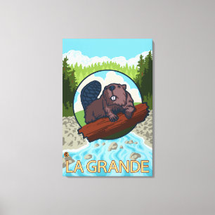 La Grande, OregonBeaver and Trees Canvas Print