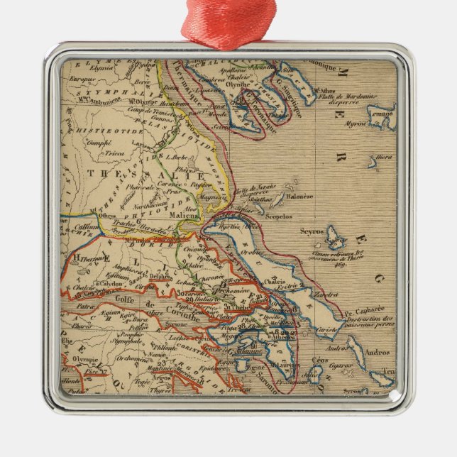 La Grece, les cotes de l'Asie Mineure Metal Tree Decoration (Front)