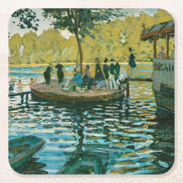 La Grenouillere - Claude Monet - 1869 Square Paper Coaster (Front)