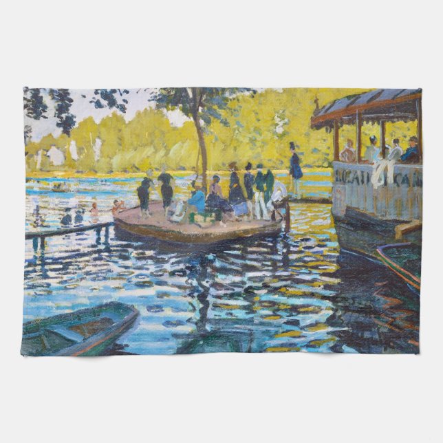 La Grenouillere Claude Monet fine art painting Tea Towel (Horizontal)