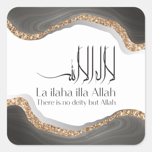 La ilaha illa-ALLAH Shahada Modern arabic calligra Square Sticker (Front)