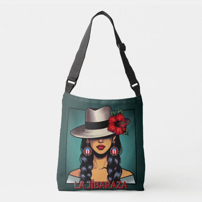 La Jíbaraza 10 – Puerto Rican Jíbara Art • Boricua Crossbody Bag (Front)