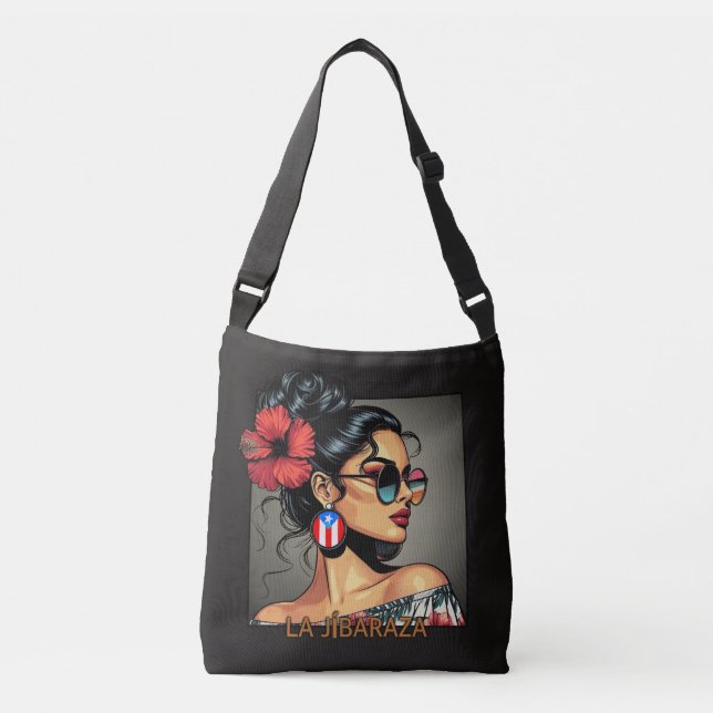 La Jíbaraza 12 – Puerto Rican Jíbara Art • Boricua Crossbody Bag (Front)