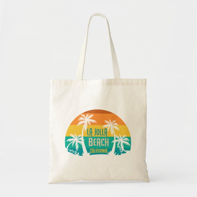 La Jolla Beach Retro Tote Bag (Front)