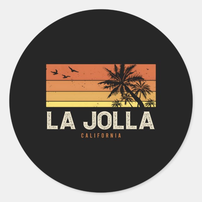La Jolla California Ca Palms Classic Round Sticker (Front)