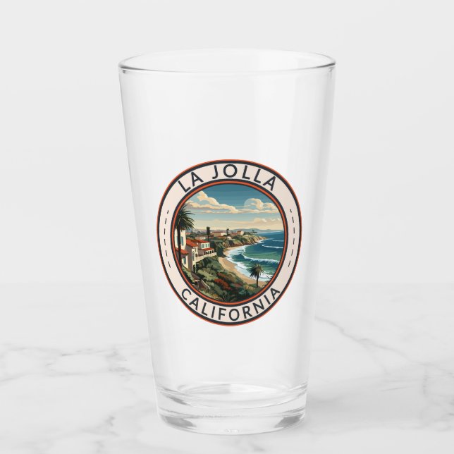 La Jolla California Coastline Travel Art Retro Glass (Front)