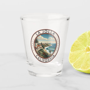 La Jolla California Coastline Travel Art Retro Shot Glass