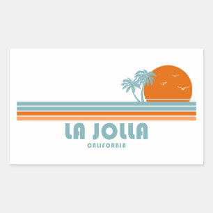 La Jolla California Sun Palm Trees Rectangular Sticker