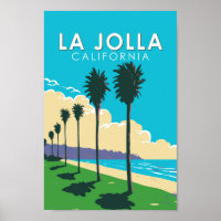 La Jolla California Travel Art Vintage