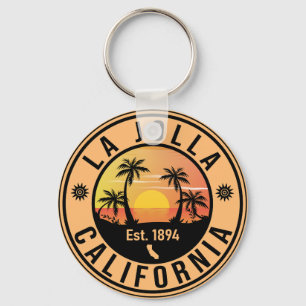 La Jolla California Vintage Palm Trees Souvenirs Key Ring