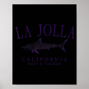 La jolla california vintage plum art fishing poster