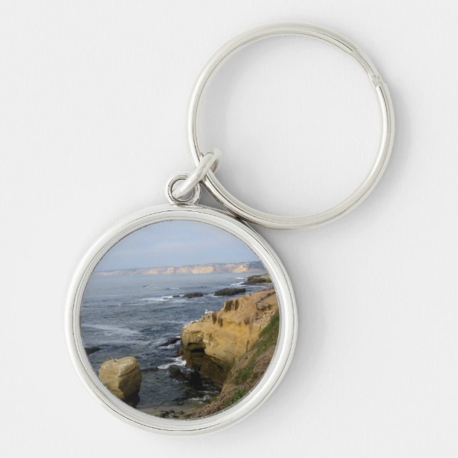 La Jolla Cove Beach Seabirds Custom Keychain (Front)