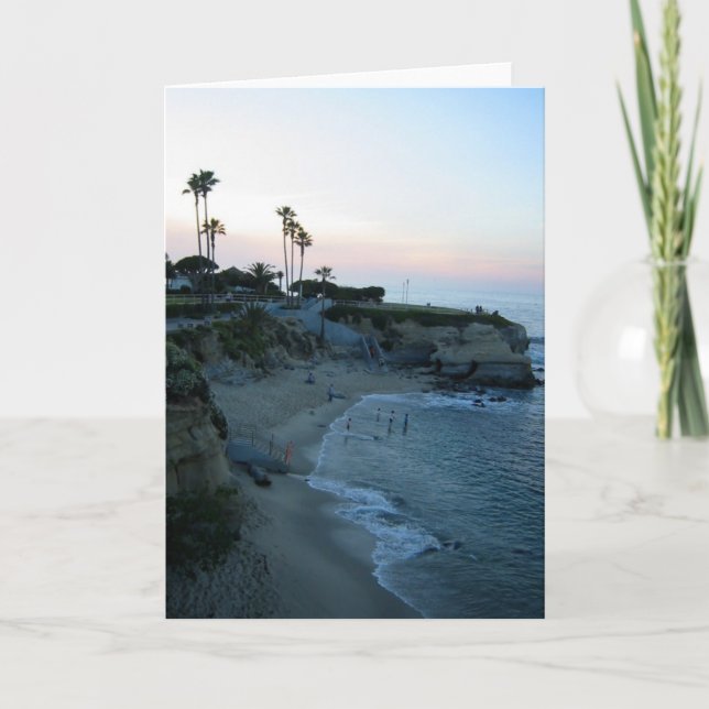La Jolla Cove Beach Sunset Custom Greeting Card (Front)
