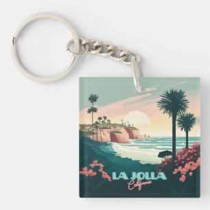 La Jolla Cove San Diego California Retro Key Ring