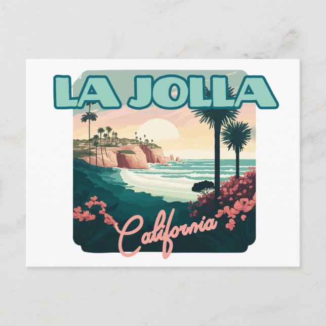 La Jolla Cove San Diego California Retro Postcard (Front)