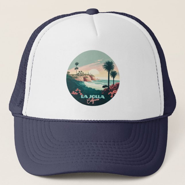 La Jolla Cove San Diego California Retro Trucker Hat (Front)