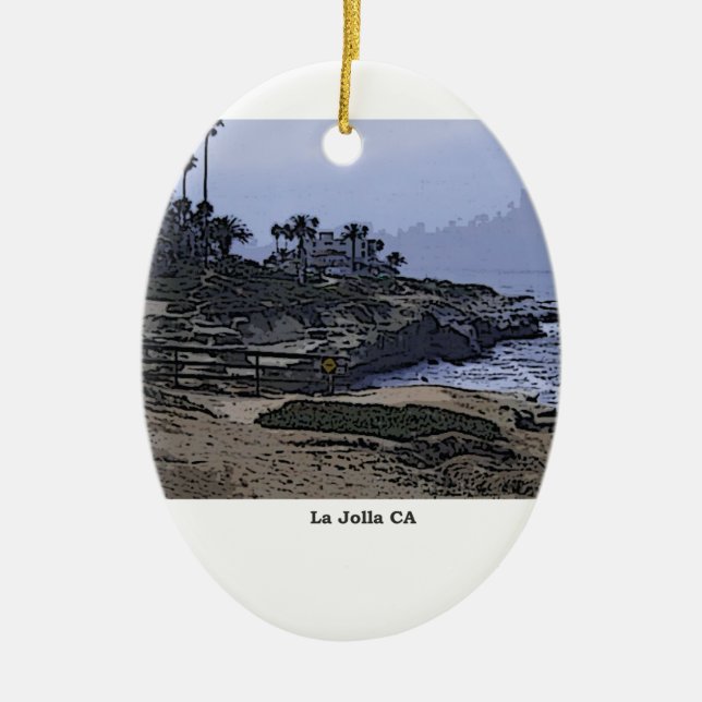 La Jolla Cove View Ceramic Tree Decoration (Front)
